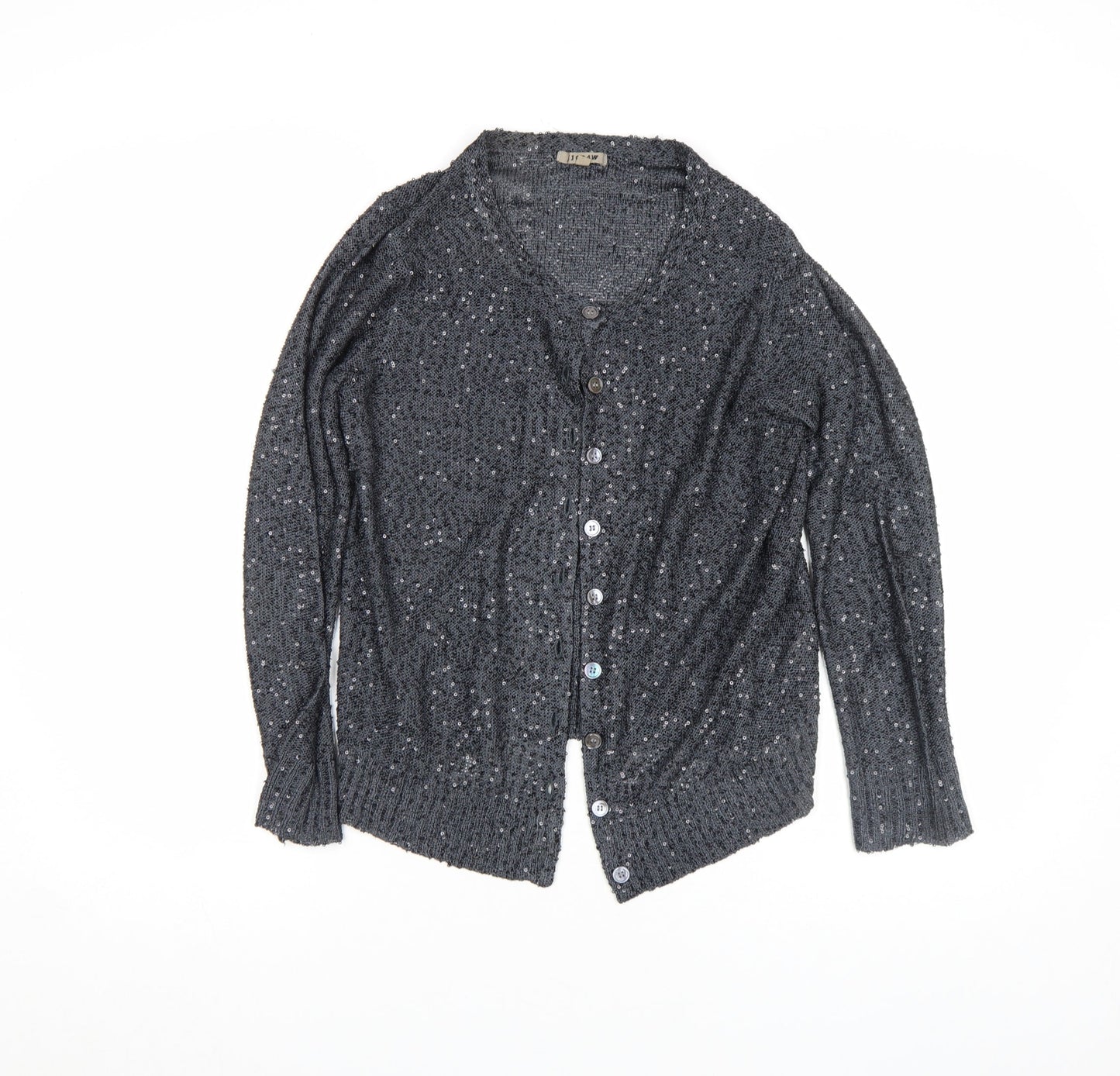 Jigsaw Women's Black Sequin Knit V-Neck Cardigan Size L