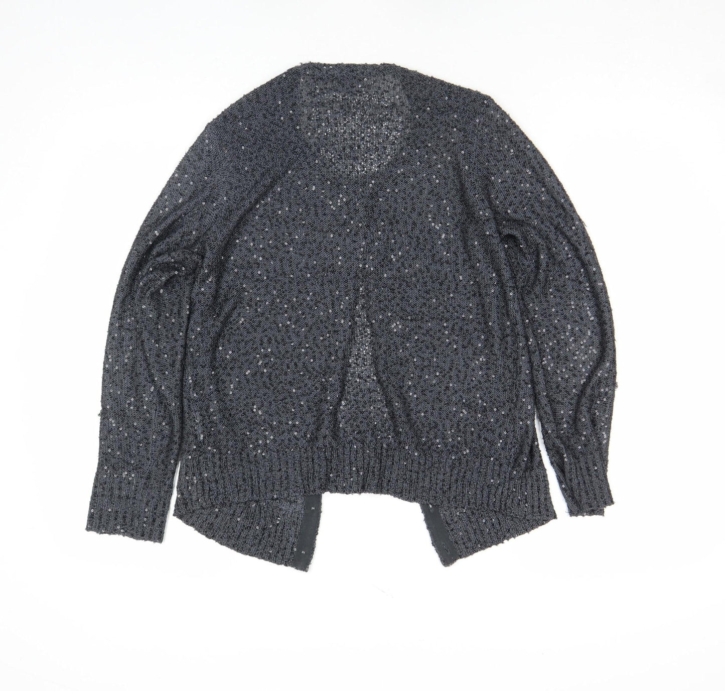 Jigsaw Women's Black Sequin Knit V-Neck Cardigan Size L