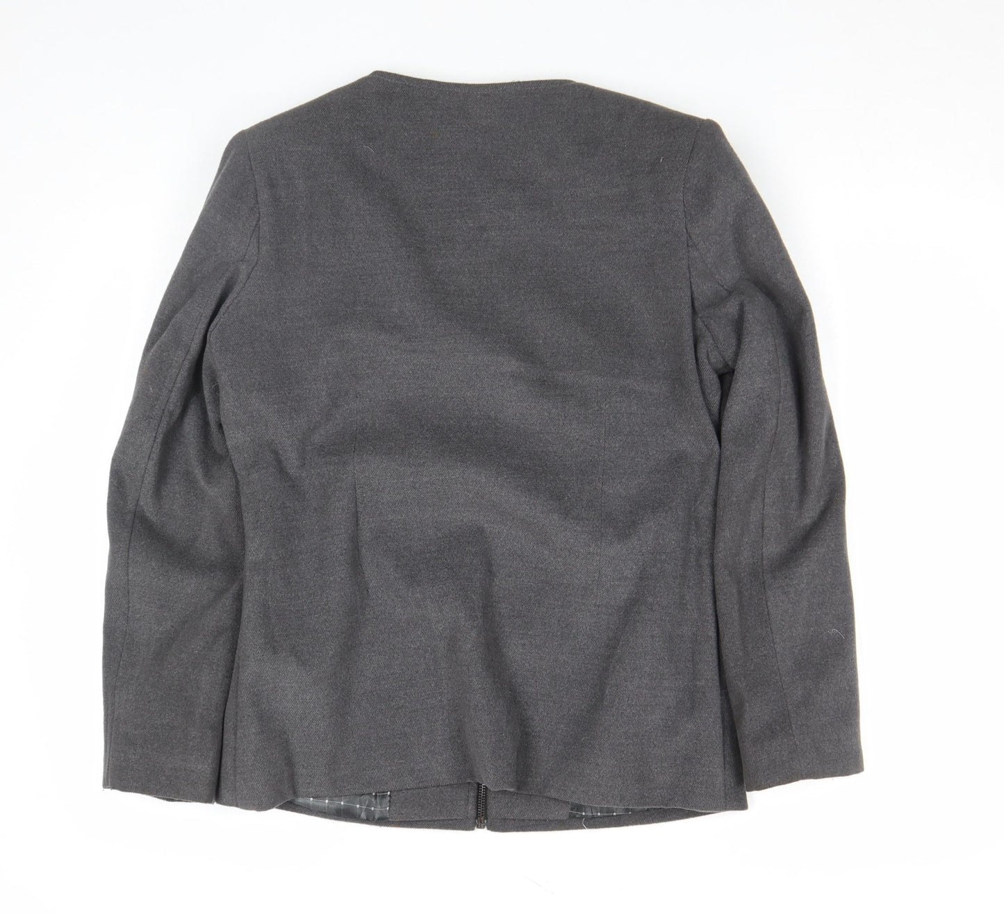 Une Veste Women Grey Wool Blend Zip Up Jacket Size XL
