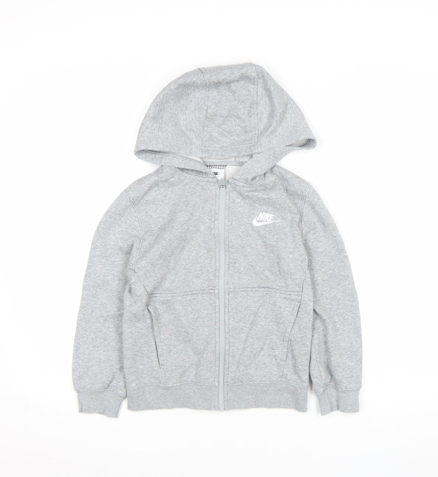 Nike Boys Grey Full Zip Hoodie Fleece 7-8 Years Regular Fit