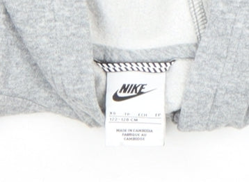 Nike Boys Grey Full Zip Hoodie Fleece 7-8 Years Regular Fit