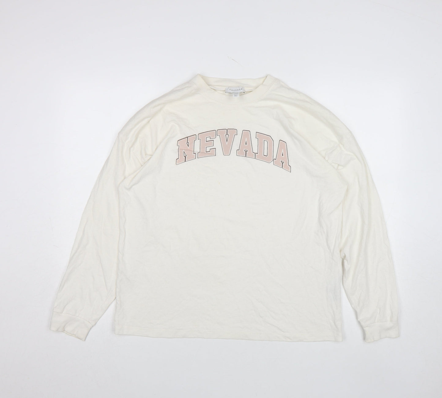 Topshop Ivory Nevada Long Sleeve Cotton Unisex T-Shirt Size S