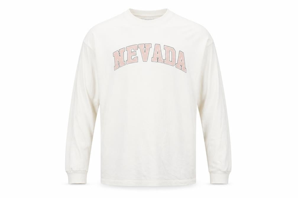 Topshop Ivory Nevada Long Sleeve Cotton Unisex T-Shirt Size S