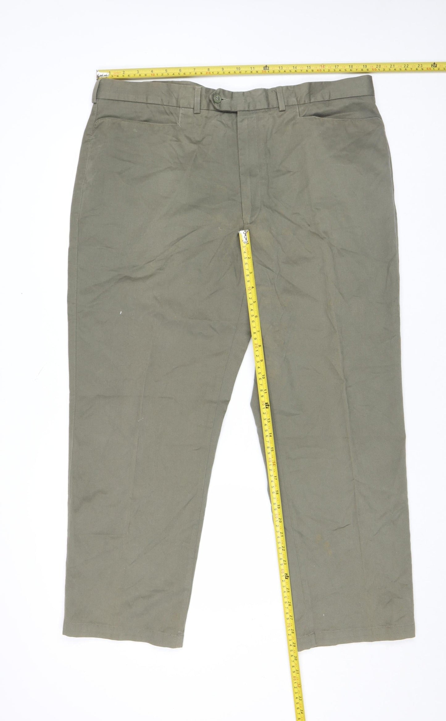 Marks and Spencer Men’s Green Modern Chino Trousers Size 32 Regular Fit