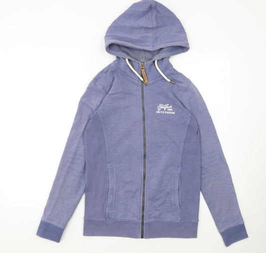 FatFace Women Blue Size 8 Full Zip Hoodie with Graphic Print