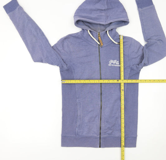 FatFace Women Blue Size 8 Full Zip Hoodie with Graphic Print