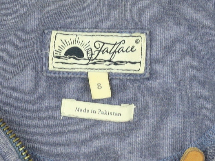 FatFace Women Blue Size 8 Full Zip Hoodie with Graphic Print