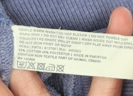 FatFace Women Blue Size 8 Full Zip Hoodie with Graphic Print