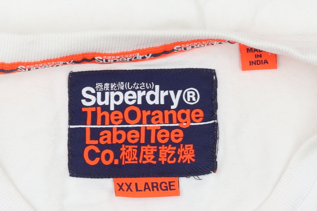 Mens UK Size 2XL Superdry White  Cotton T-Shirt