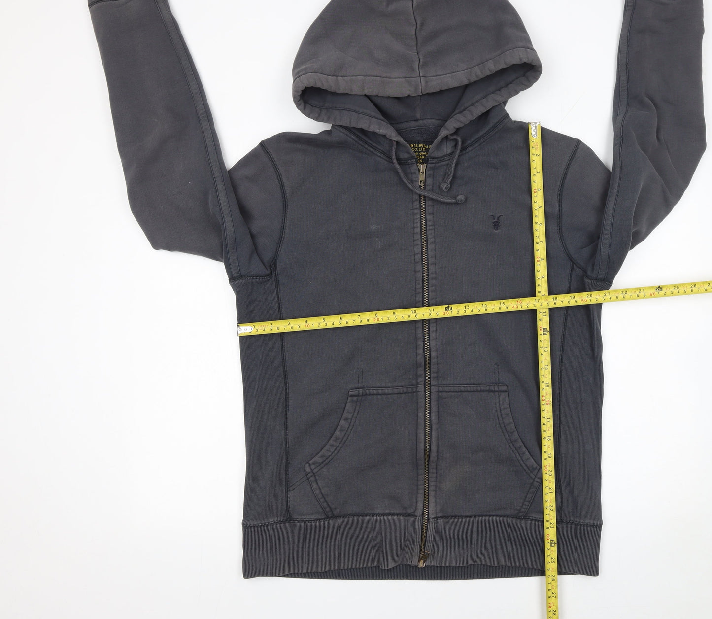 Mens UK L Regular AllSaints Grey Full Zip Hoodie