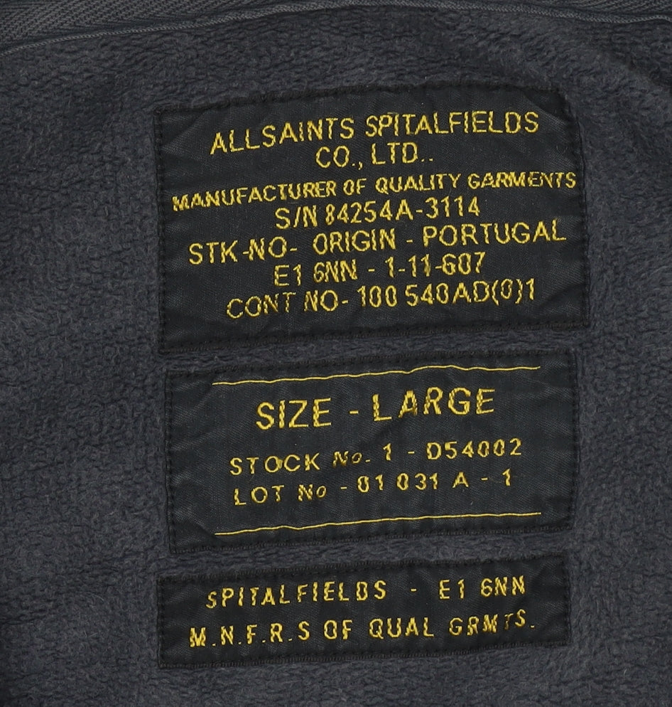 Mens UK L Regular AllSaints Grey Full Zip Hoodie