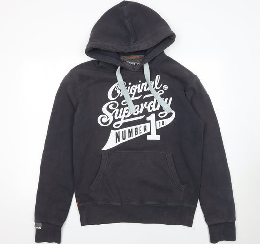 Mens UK M Regular Superdry Black Pullover Hoodie
