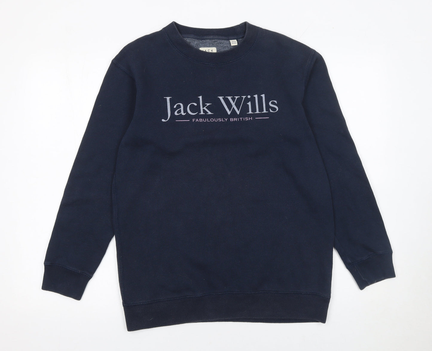 Jack Wills Womens Navy Blue Logo Crew Neck Sweatshirt UK 8