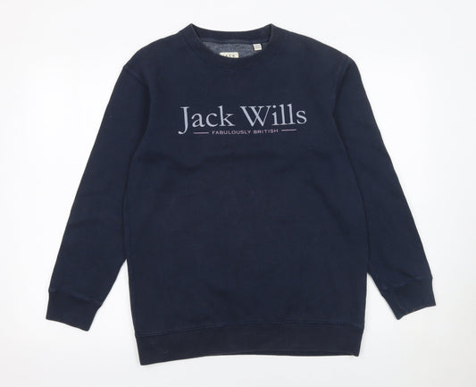 Jack Wills Womens Navy Blue Logo Crew Neck Sweatshirt UK 8