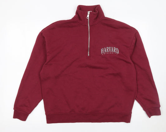 Harvard University Women's Burgundy 1/4 Zip Sweatshirt XS Cotton Blend