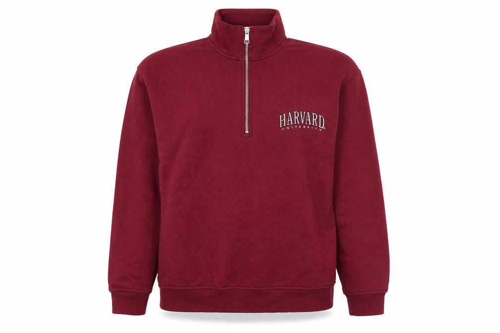 Harvard University Women's Burgundy 1/4 Zip Sweatshirt XS Cotton Blend