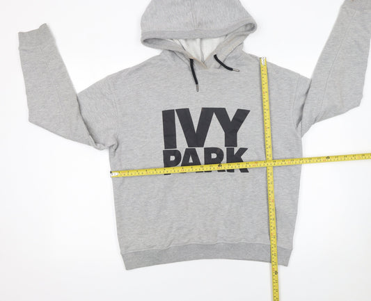 Ivy Park Women's Grey Pullover Hoodie Small Logo Cotton Blend