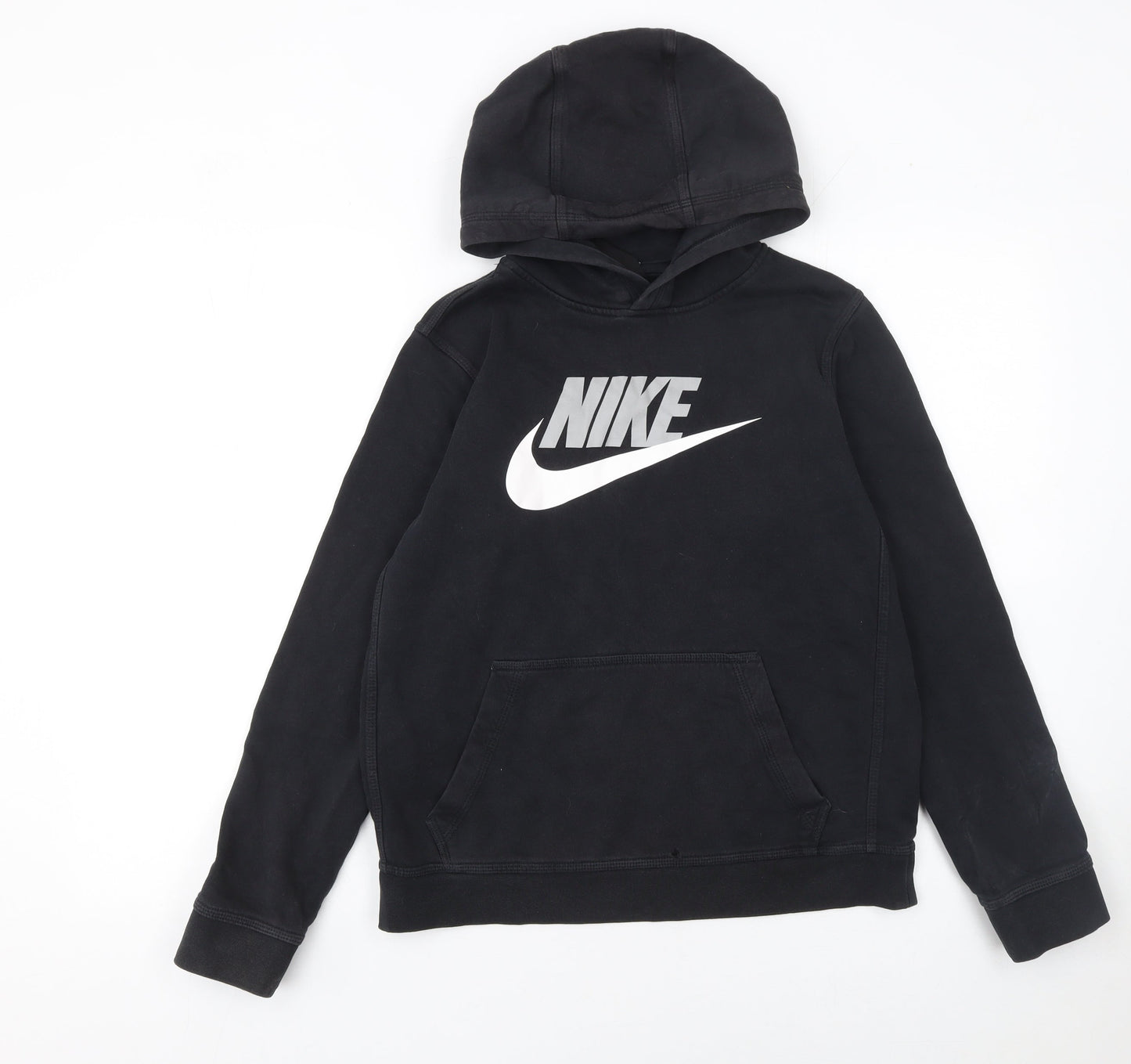 Nike Boys Black XL Pullover Hoodie with Logo and Kangaroo Pocket