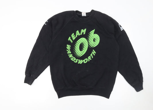 Fruit of the Loom Men's Black Crew Neck Sweatshirt M Team Wandsworth 06 Print