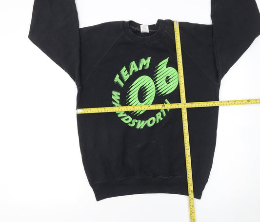 Fruit of the Loom Men's Black Crew Neck Sweatshirt M Team Wandsworth 06 Print