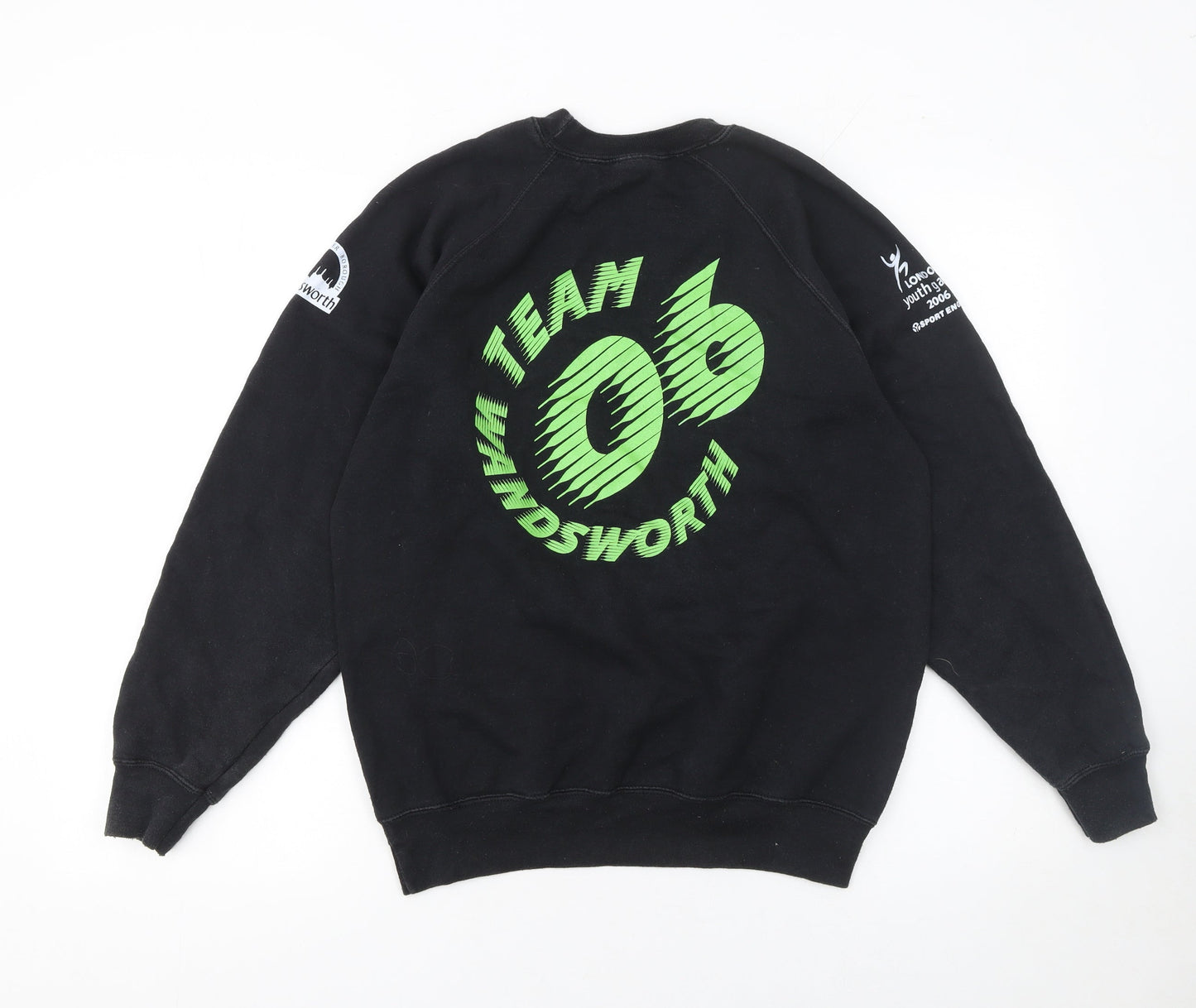 Fruit of the Loom Men's Black Crew Neck Sweatshirt M Team Wandsworth 06 Print