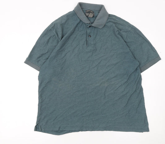 Van Heusen Men’s Blue Cotton Blend Short Sleeve Polo Shirt L