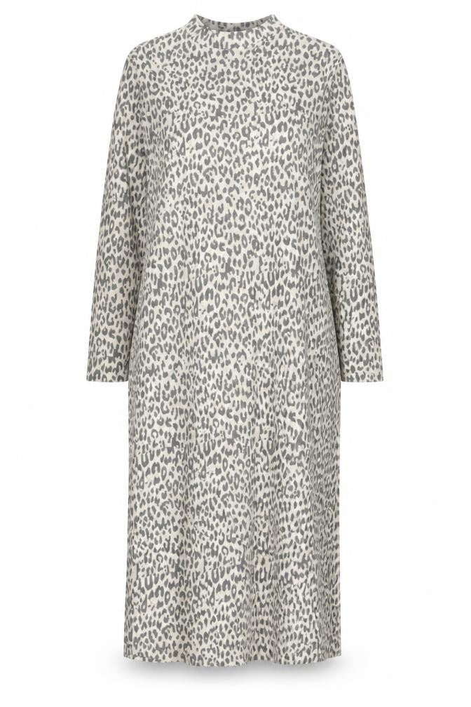 River Island Women Beige Leopard Print Long Sleeve Shift Midi Dress Size 18