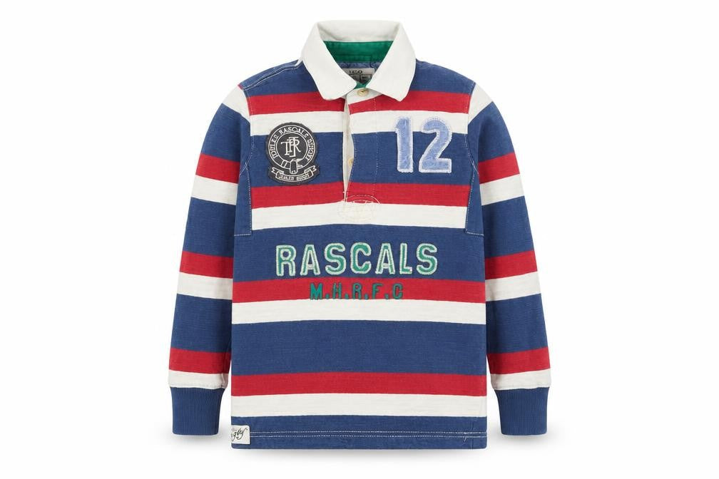 Joules Boys Multicoloured Striped Rugby Polo Shirt 7 Years Long Sleeve