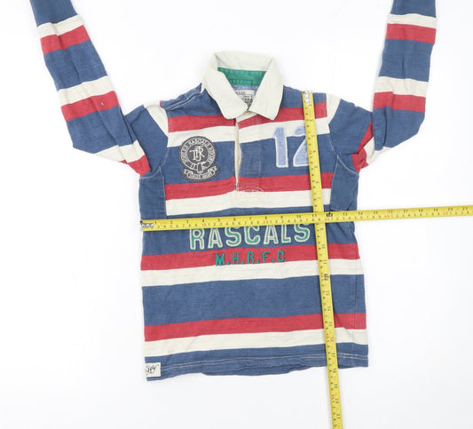 Joules Boys Multicoloured Striped Rugby Polo Shirt 7 Years Long Sleeve