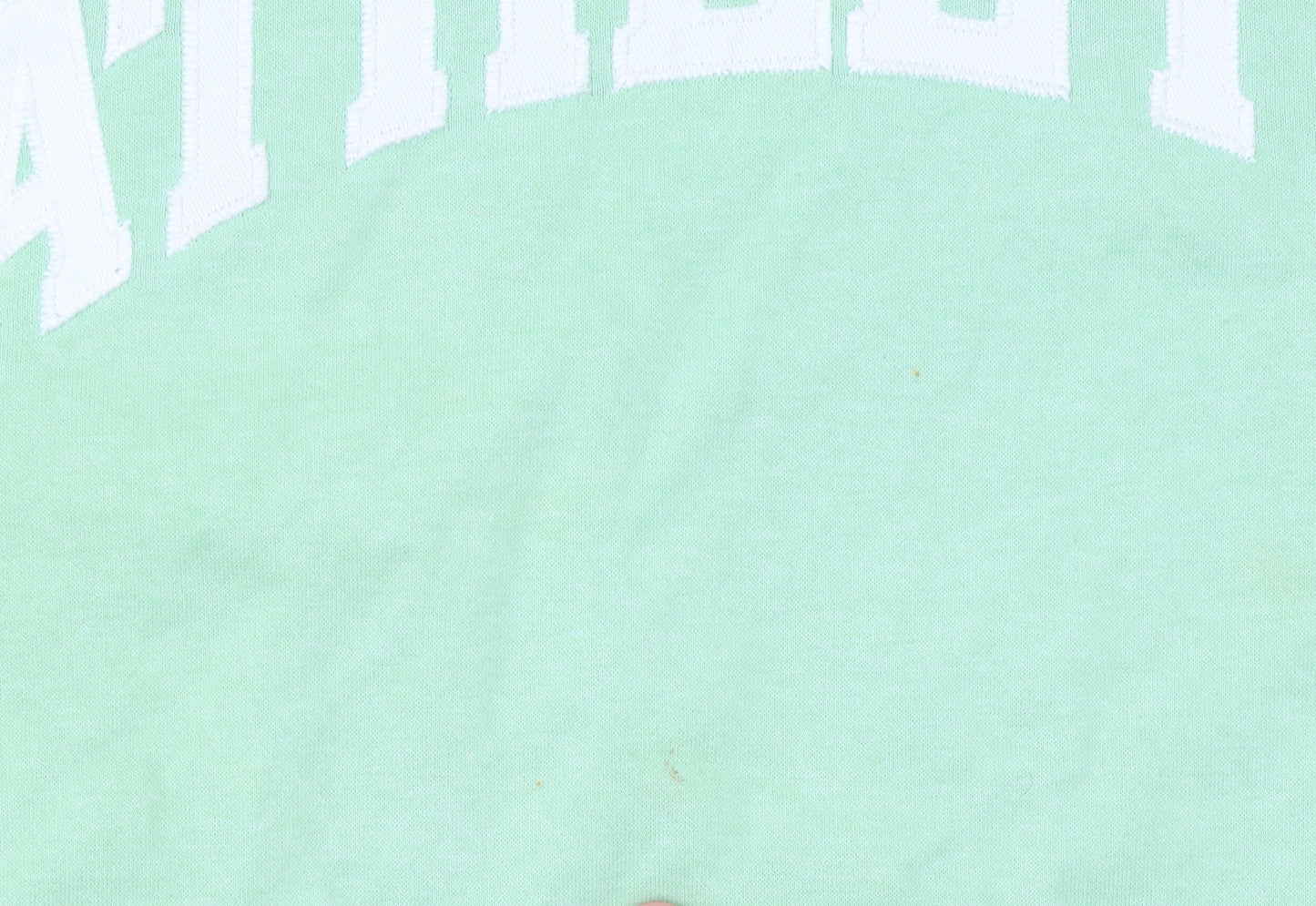 H&M Women Green Pullover Hoodie L Athletic Print Cotton Blend