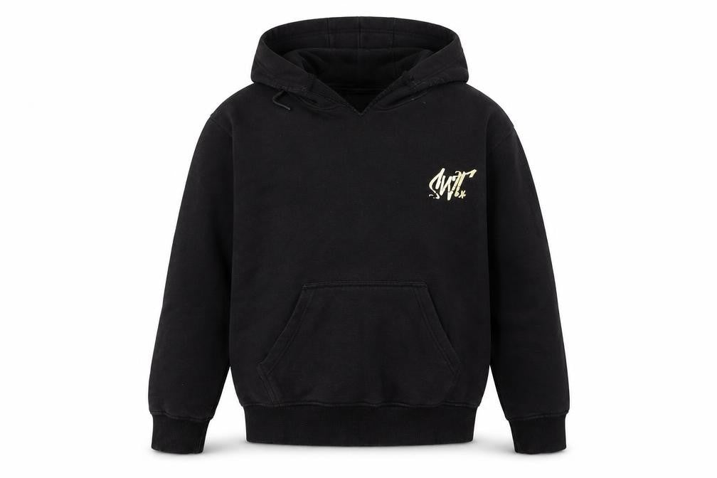 Front view of Sonneti girls’ black pullover hoodie 12-13 years fleece graphic logo sweatshirt