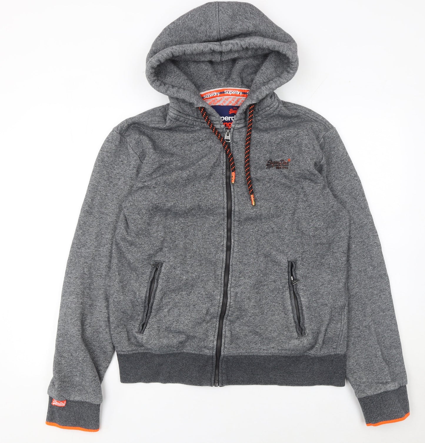 Mens UK L Regular Superdry Grey Full Zip Hoodie