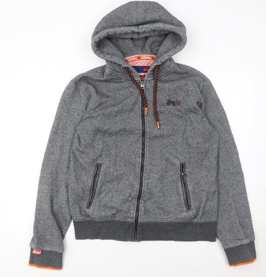 Mens UK L Regular Superdry Grey Full Zip Hoodie