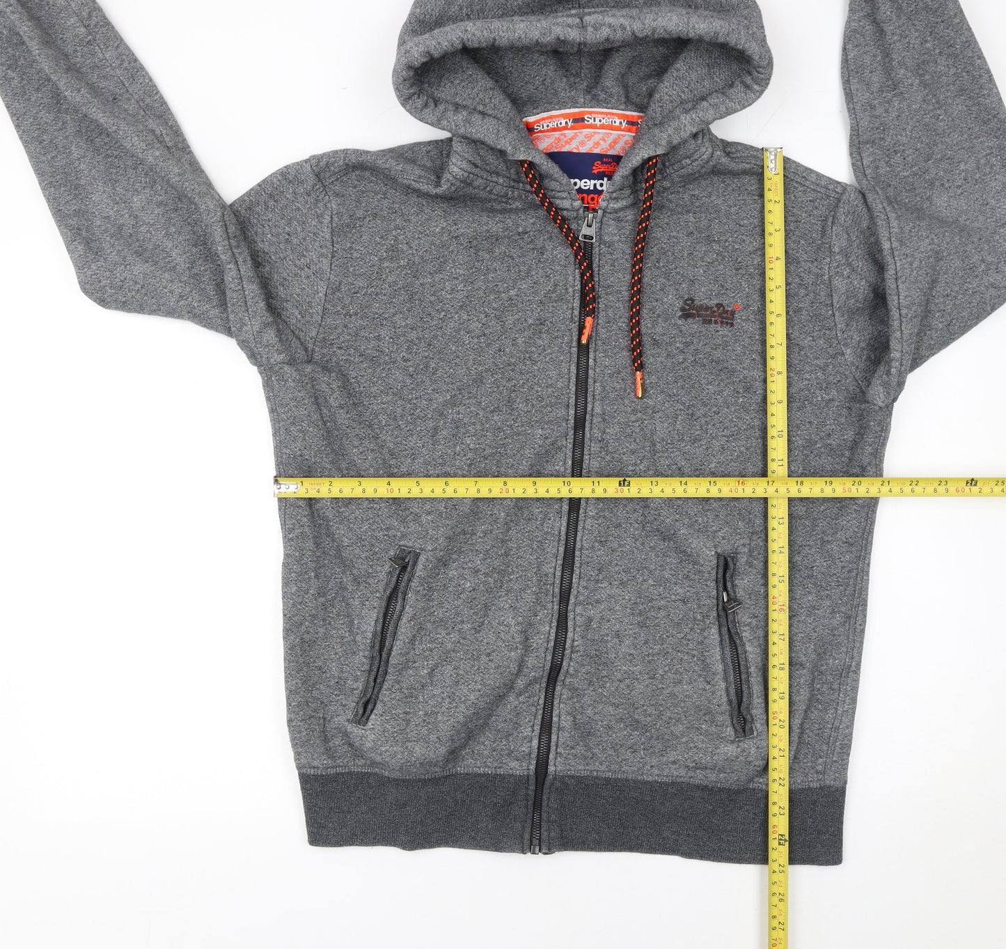 Mens UK L Regular Superdry Grey Full Zip Hoodie