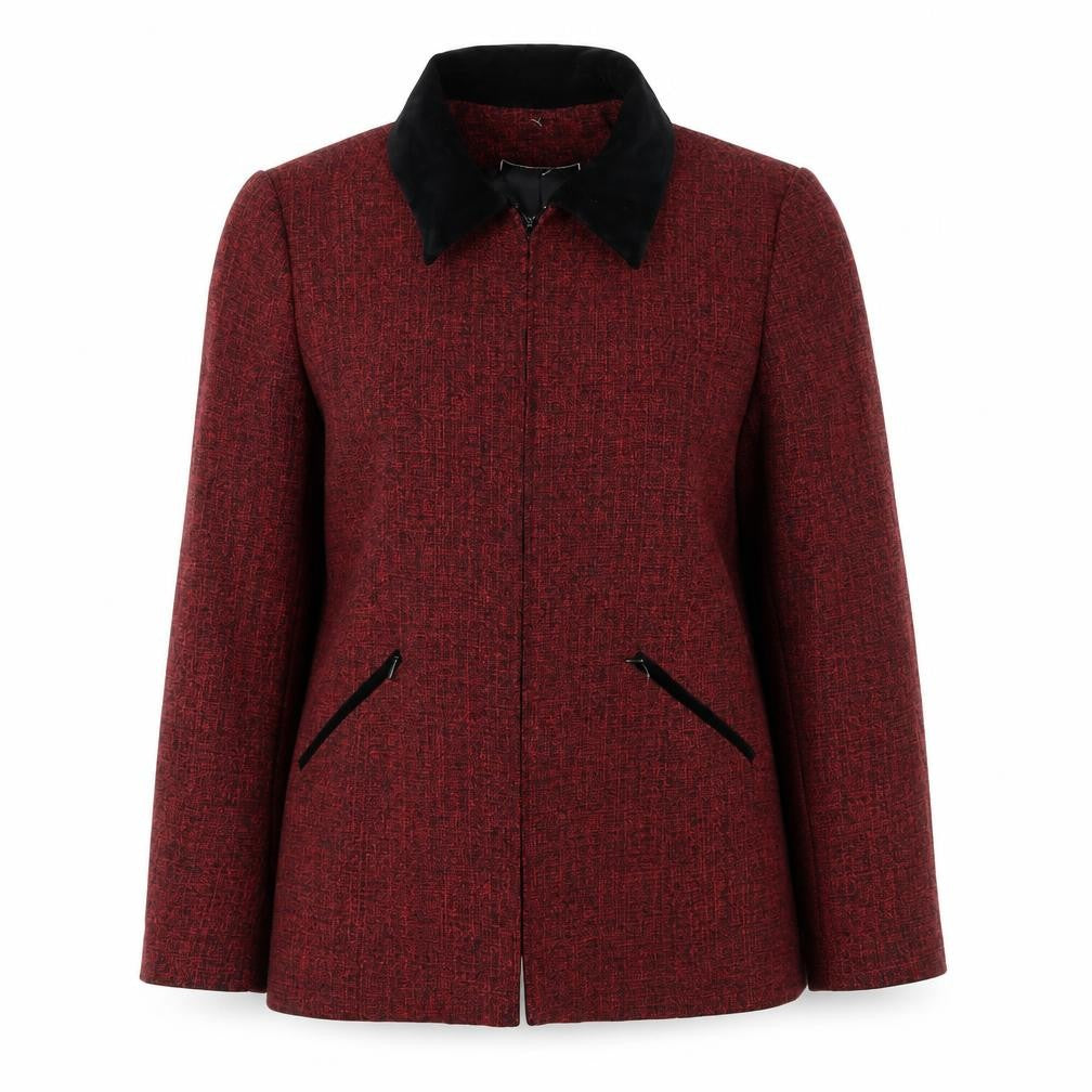 Jessica Petites Red Wool Blend Tweed Zip Jacket Women’s Size 8 Petite