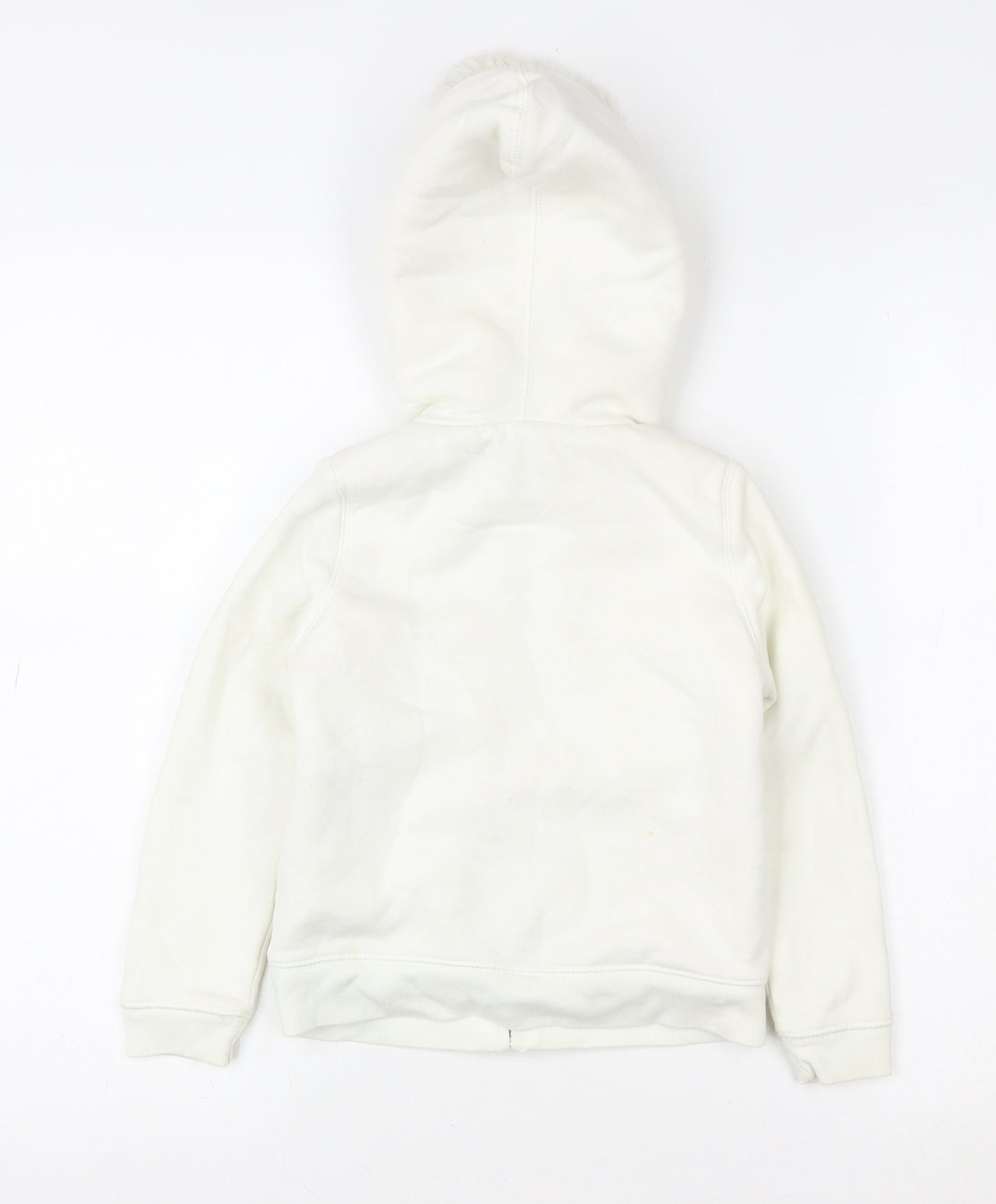 Gap Girls Ivory Faux Fur Hooded Lined Zip Jacket 5 Years