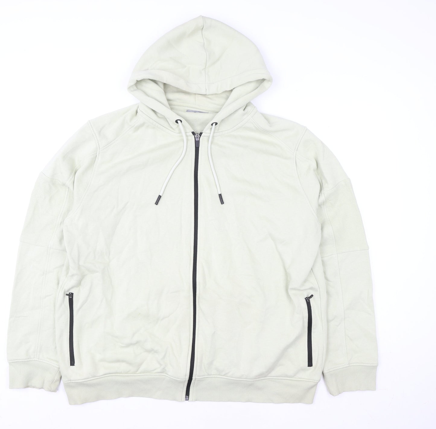 Tu Man Beige XL Hooded Full Zip Cotton Blend Men's Lightweight Jacket