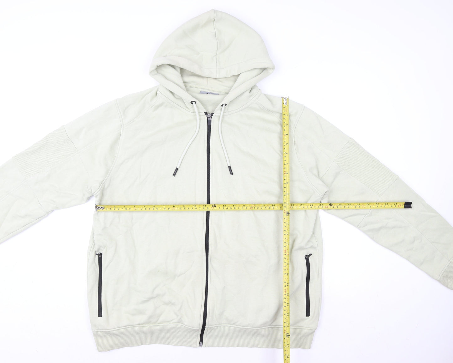 Tu Man Beige XL Hooded Full Zip Cotton Blend Men's Lightweight Jacket