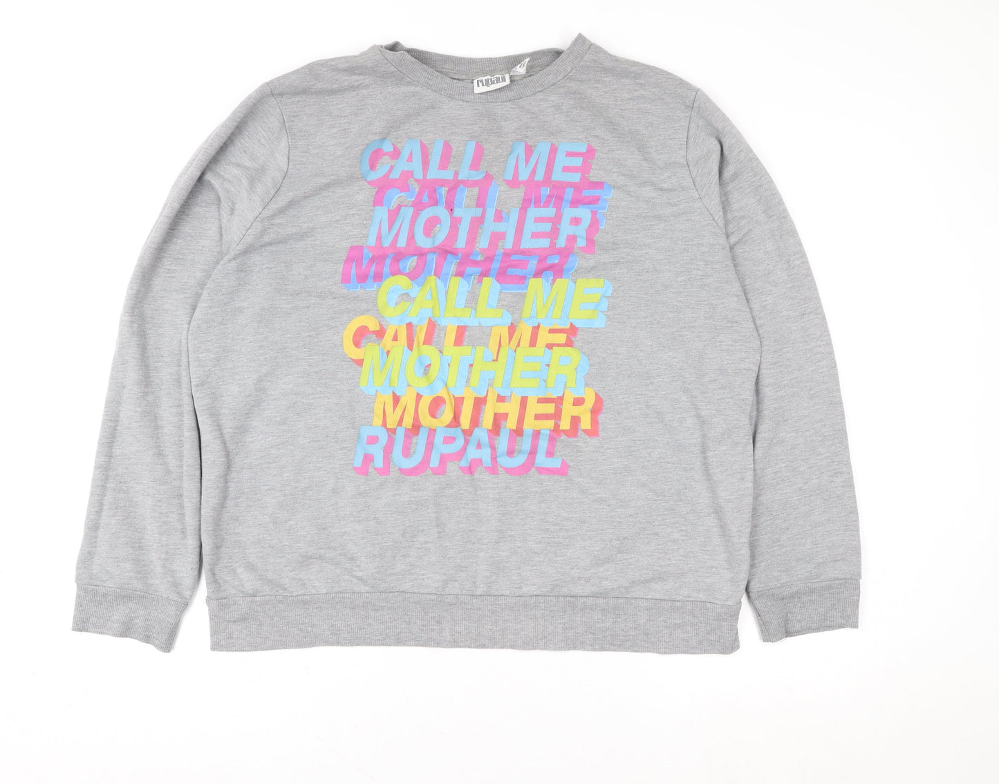 RuPaul x Primark Women's Grey Graphic Sweatshirt L 14/16 Cotton Blend