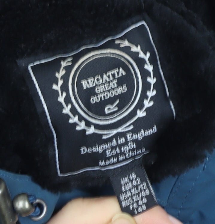 Regatta Men's Blue Hooded Parka Jacket L Windproof Water Resistant