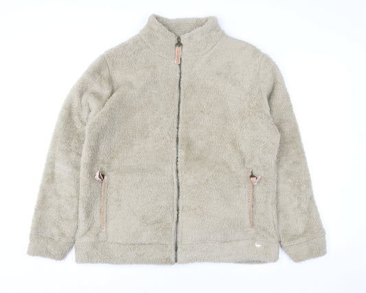 Country Rose Women Beige Full Zip Fleece Sweatshirt Size M