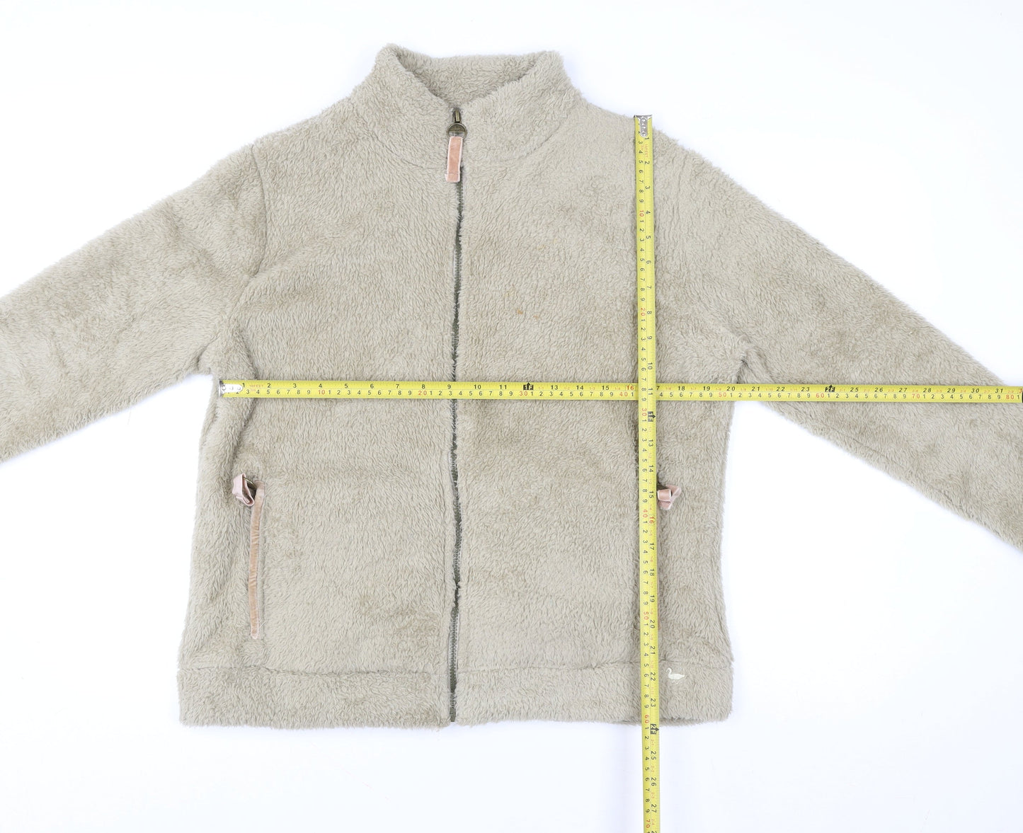 Country Rose Women Beige Full Zip Fleece Sweatshirt Size M