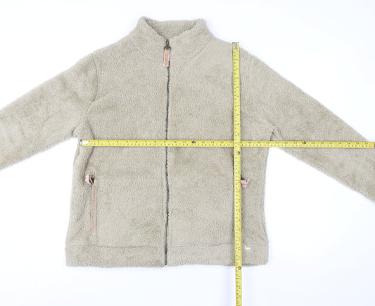 Country Rose Women Beige Full Zip Fleece Sweatshirt Size M