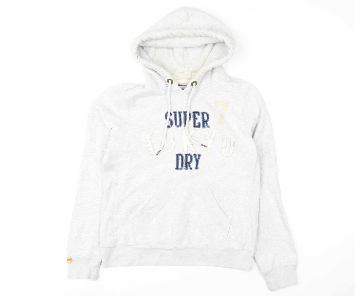Superdry Women Grey Pullover Hoodie Size L Embroidered Tokyo 7 Design