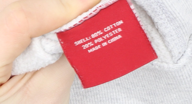 Superdry Women Grey Pullover Hoodie Size L Embroidered Tokyo 7 Design