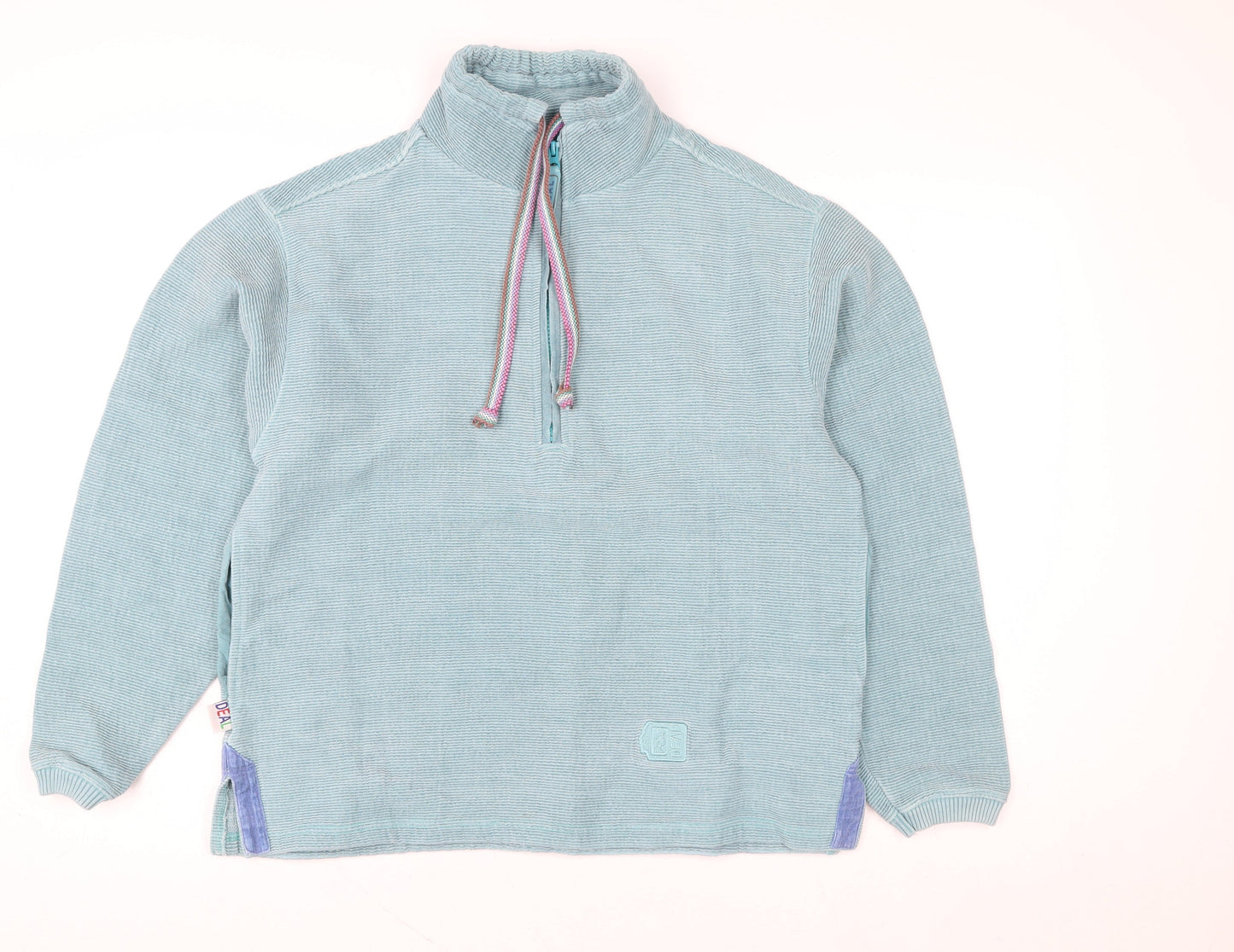 Deal Women’s Blue 1/4 Zip Hoodie Pullover L Cotton Casual Top