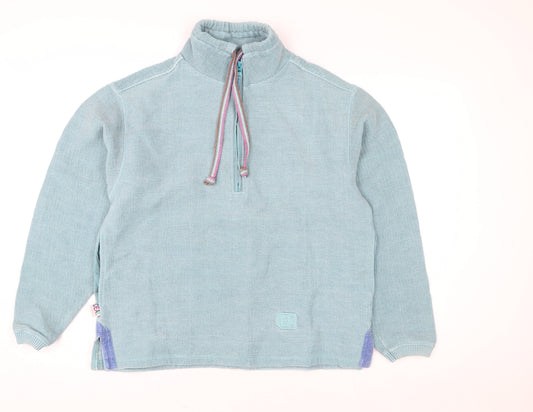 Deal Women’s Blue 1/4 Zip Hoodie Pullover L Cotton Casual Top