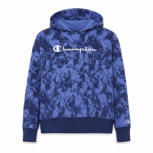 Champion Womens Blue Tie-Dye Pullover Hoodie Size L Cotton Blend