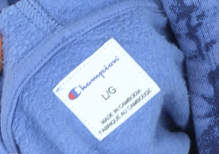 Champion Womens Blue Tie-Dye Pullover Hoodie Size L Cotton Blend