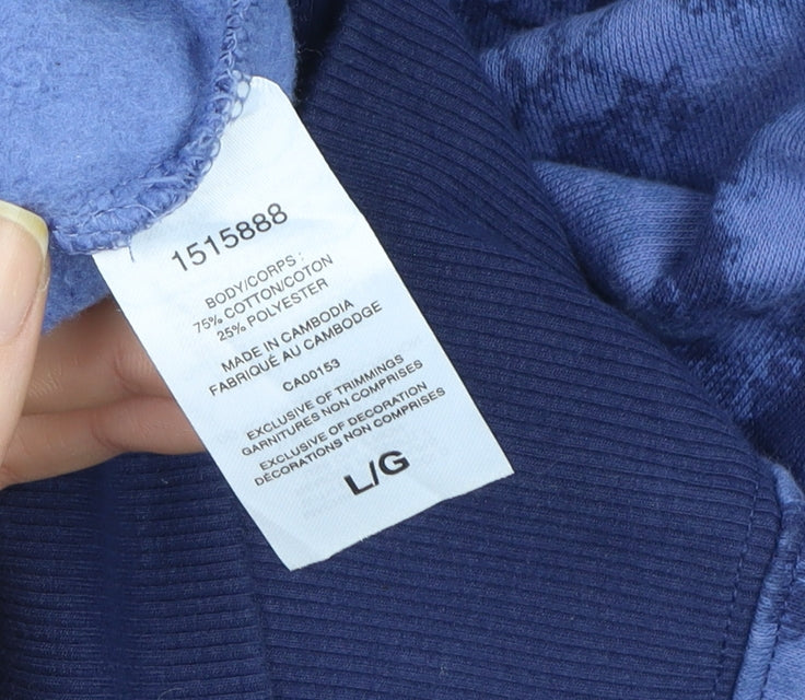 Champion Womens Blue Tie-Dye Pullover Hoodie Size L Cotton Blend